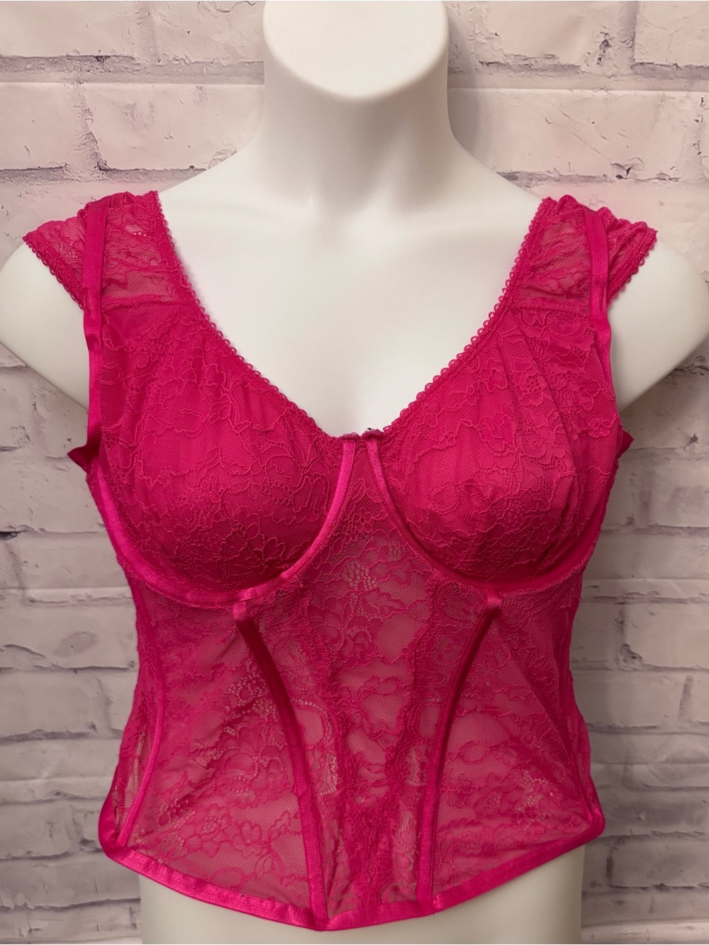 Torrid Lace Underwire Bustier Pink Size 2X 18-20 Cropped Fitted Underwire Lace